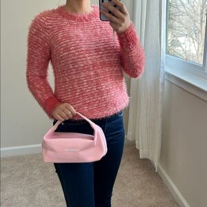 Pink canvas carry-all cosmetic bag